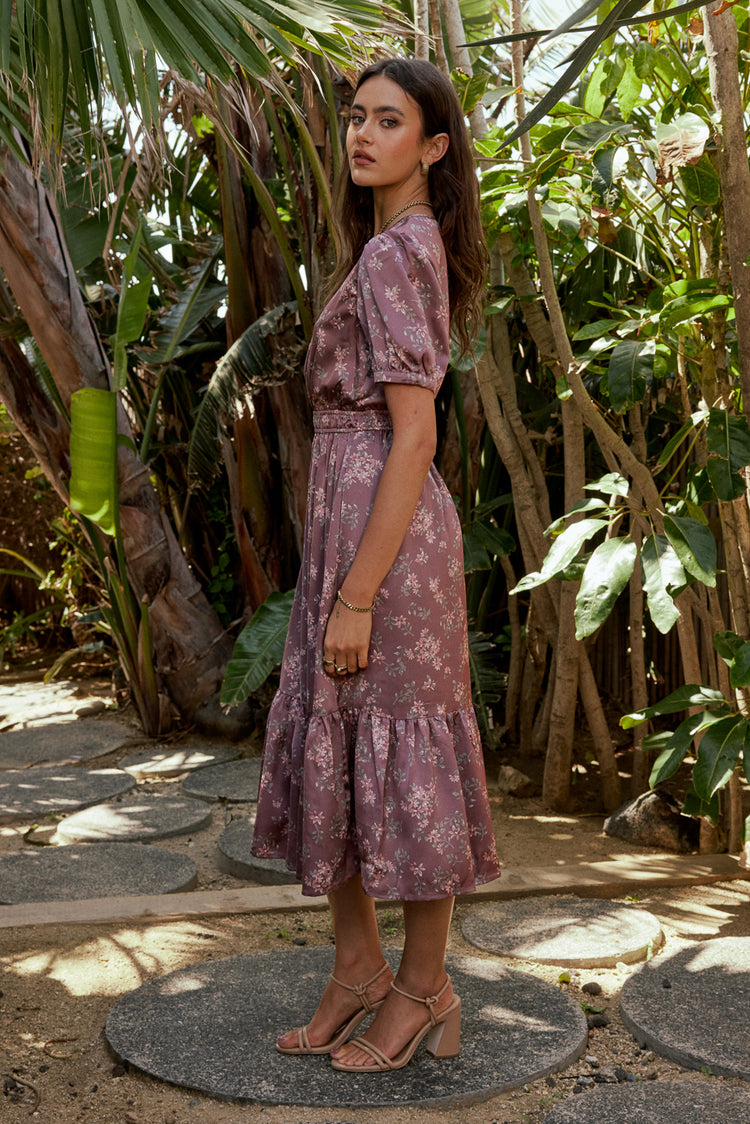 floral dress with short sleeves