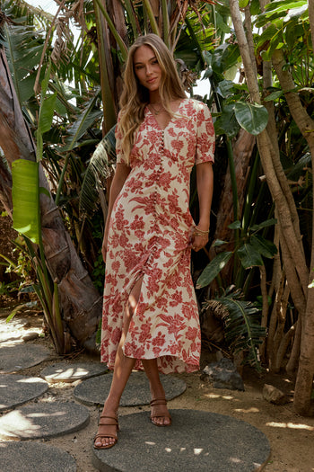 SHORT SLEEVE FLORAL DRESS 