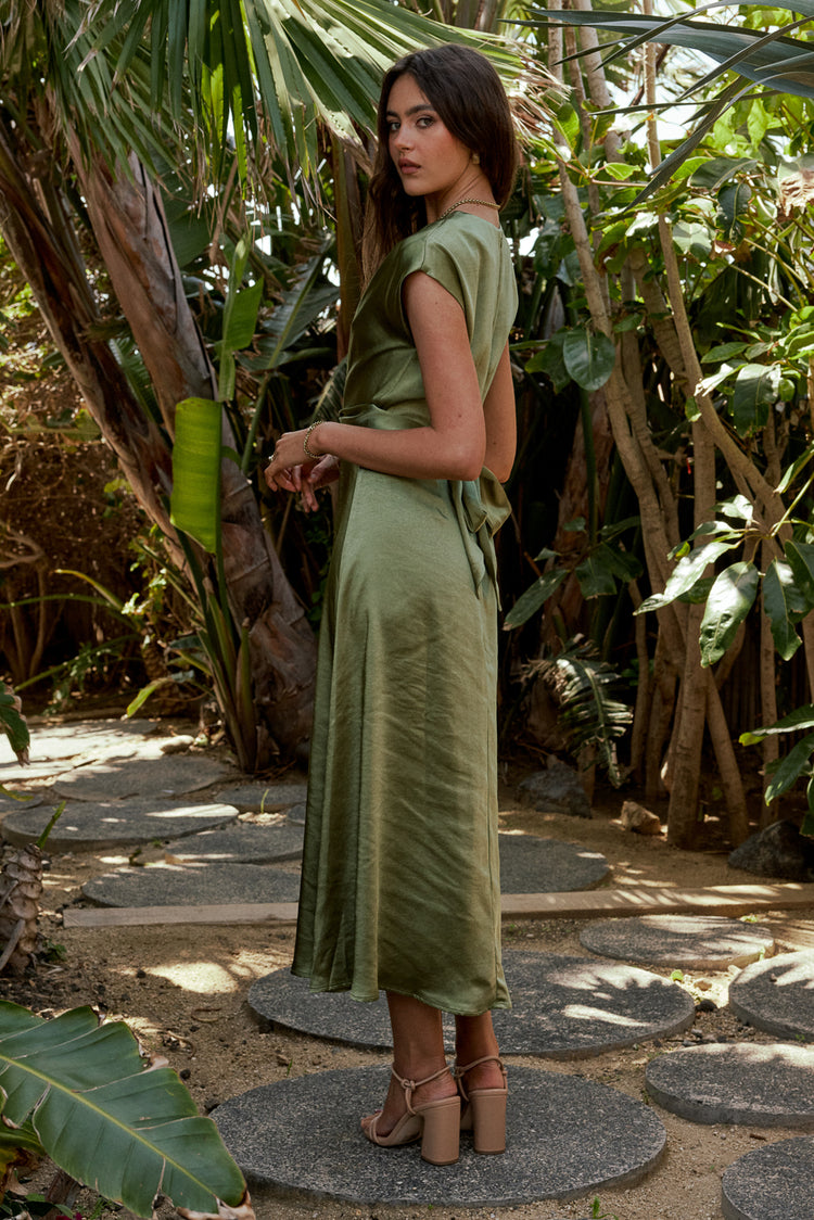 Rosalind Midi Dress in Moss