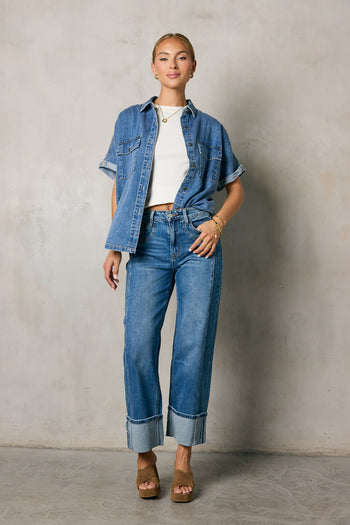 Fenna Cuffed Wide Leg Jeans