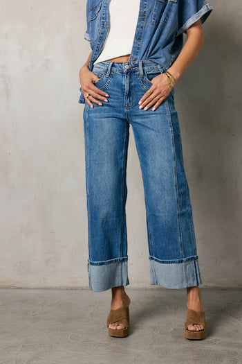 CUFFED BOTTOM DENIM