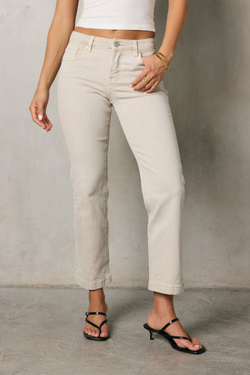 Nyla Straight Leg Jeans in Beige - FINAL SALE