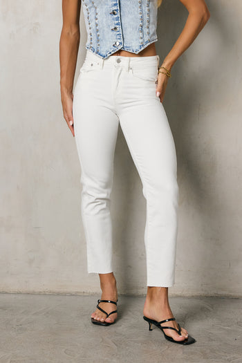 white straight leg denim