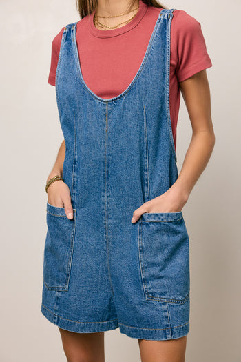 Scottie Denim Overalls in Medium Wash - FINAL SALE
