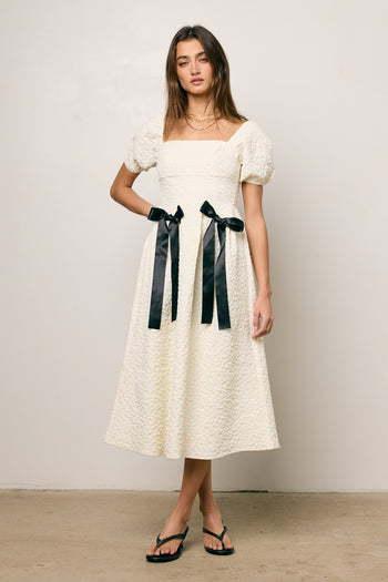 two front bow midi dress