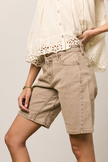 Layla Denim Shorts in Mushroom - FINAL SALE
