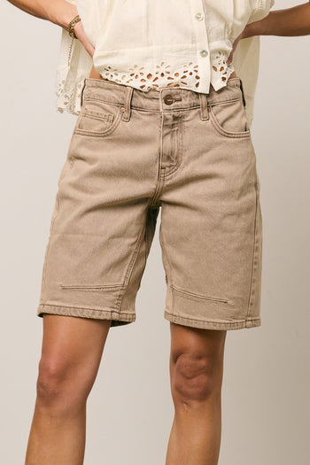 Layla Denim Shorts in Mushroom - FINAL SALE