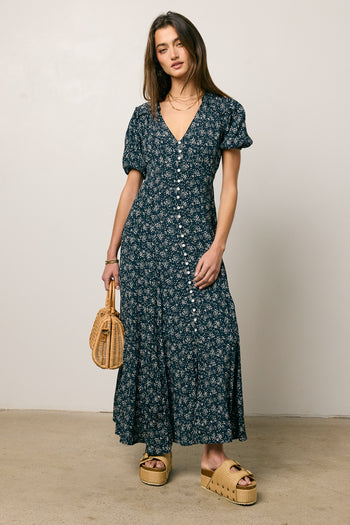 navy printed maxi dress
