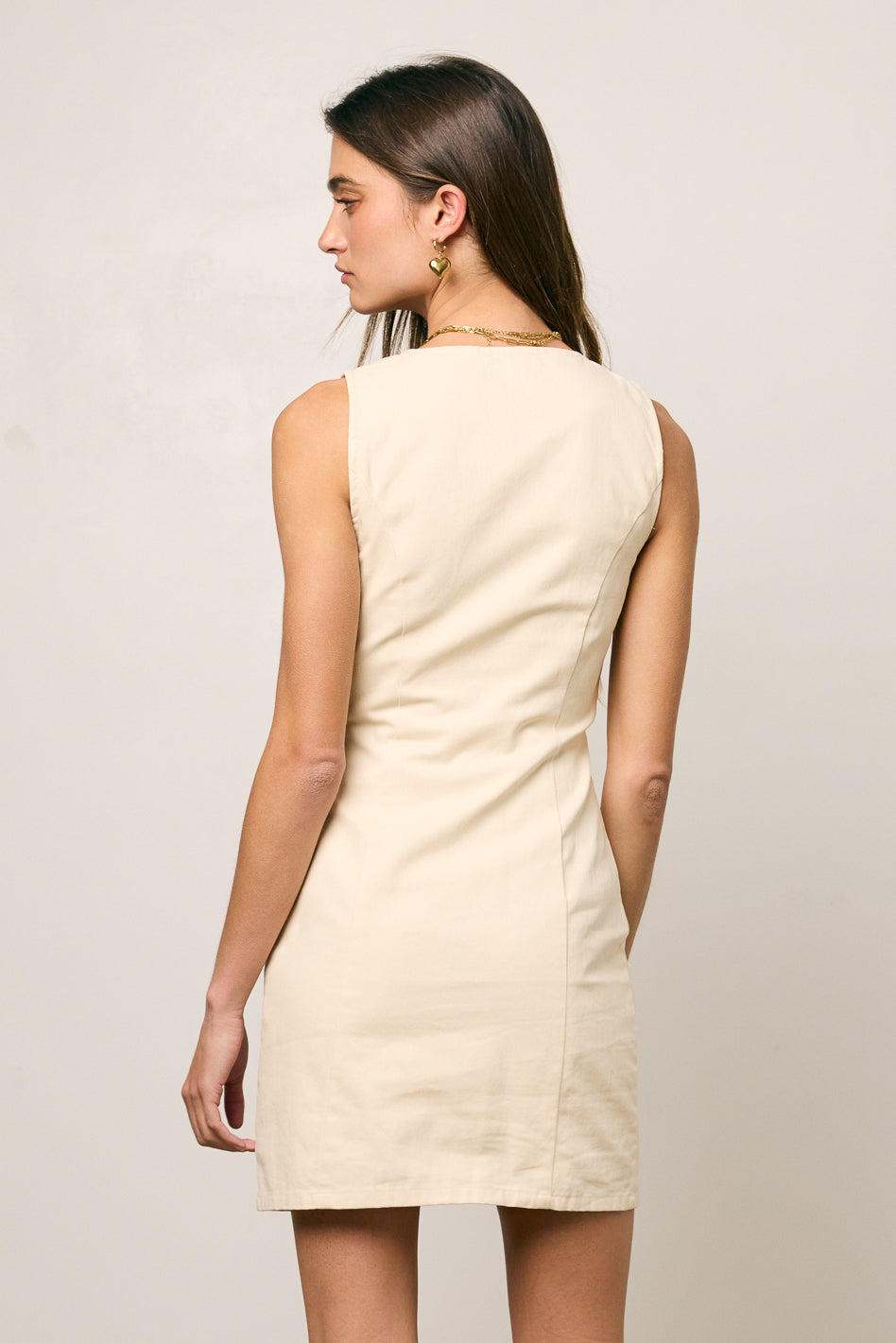 Jaclyn Fitted Mini Dress in Natural - FINAL SALE