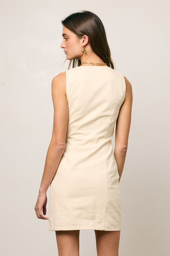 Jaclyn Fitted Mini Dress in Natural - FINAL SALE