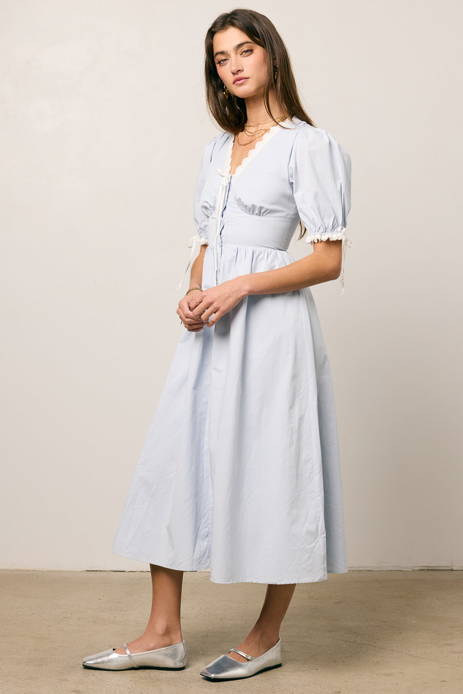 short sleeve mini dress in blue