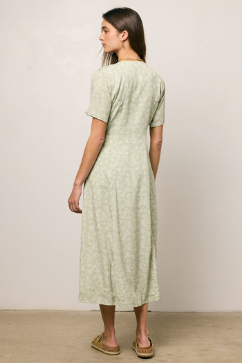 short sleeve midi dress in sage green