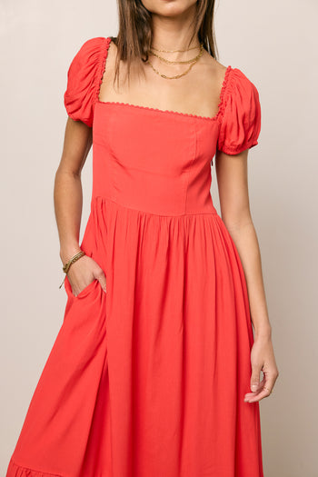 short sleeve red dress