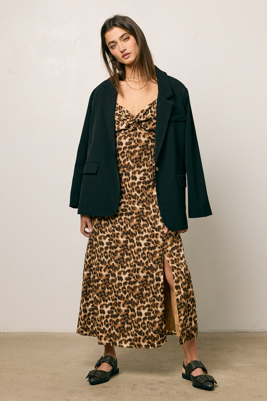 Meradith Leopard Print Midi Dress