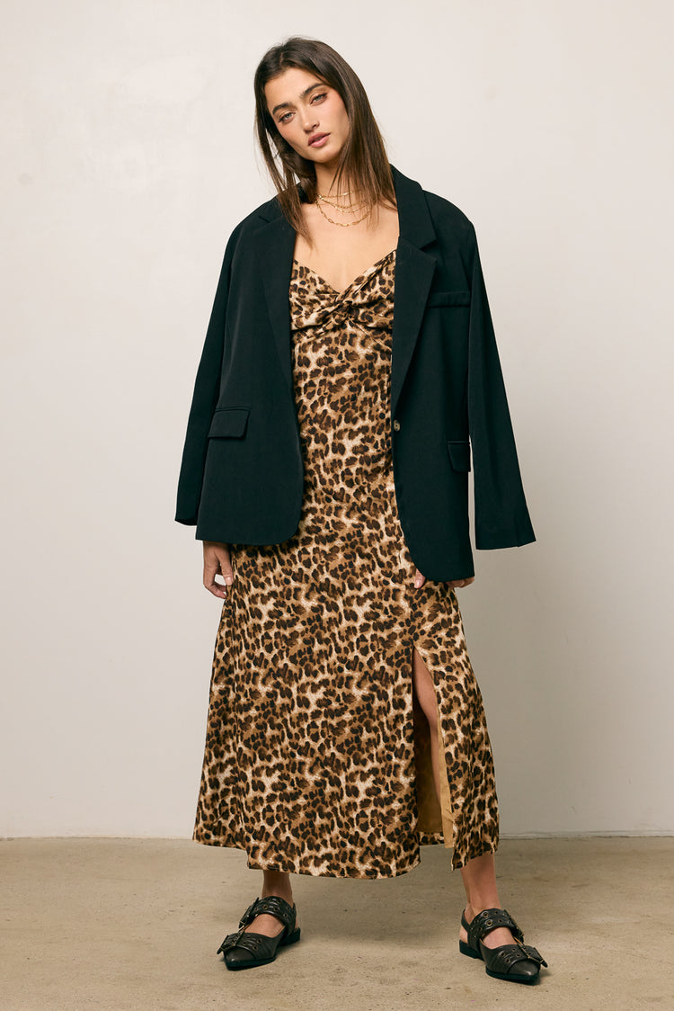 Meradith Leopard Print Midi Dress