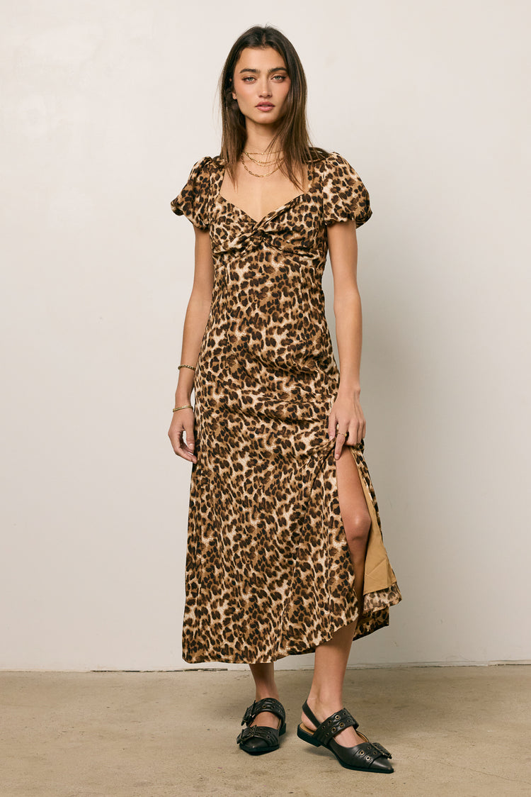 Meradith Leopard Print Midi Dress