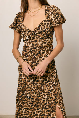Meradith Leopard Print Midi Dress