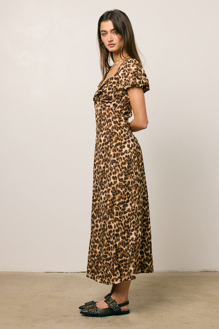 Meradith Leopard Print Midi Dress