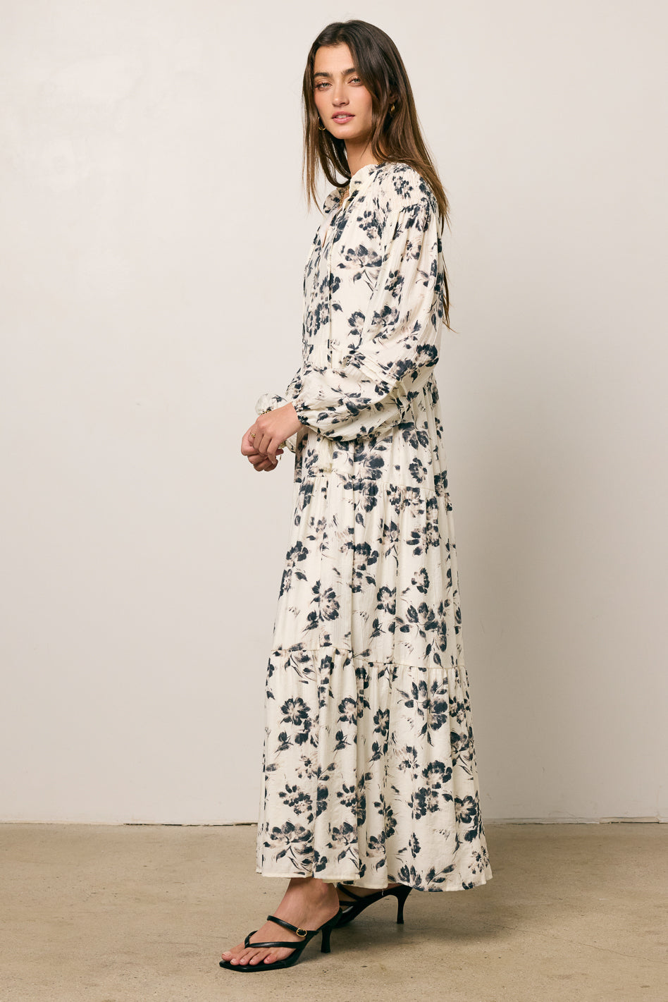 printed maxi with long sleeves