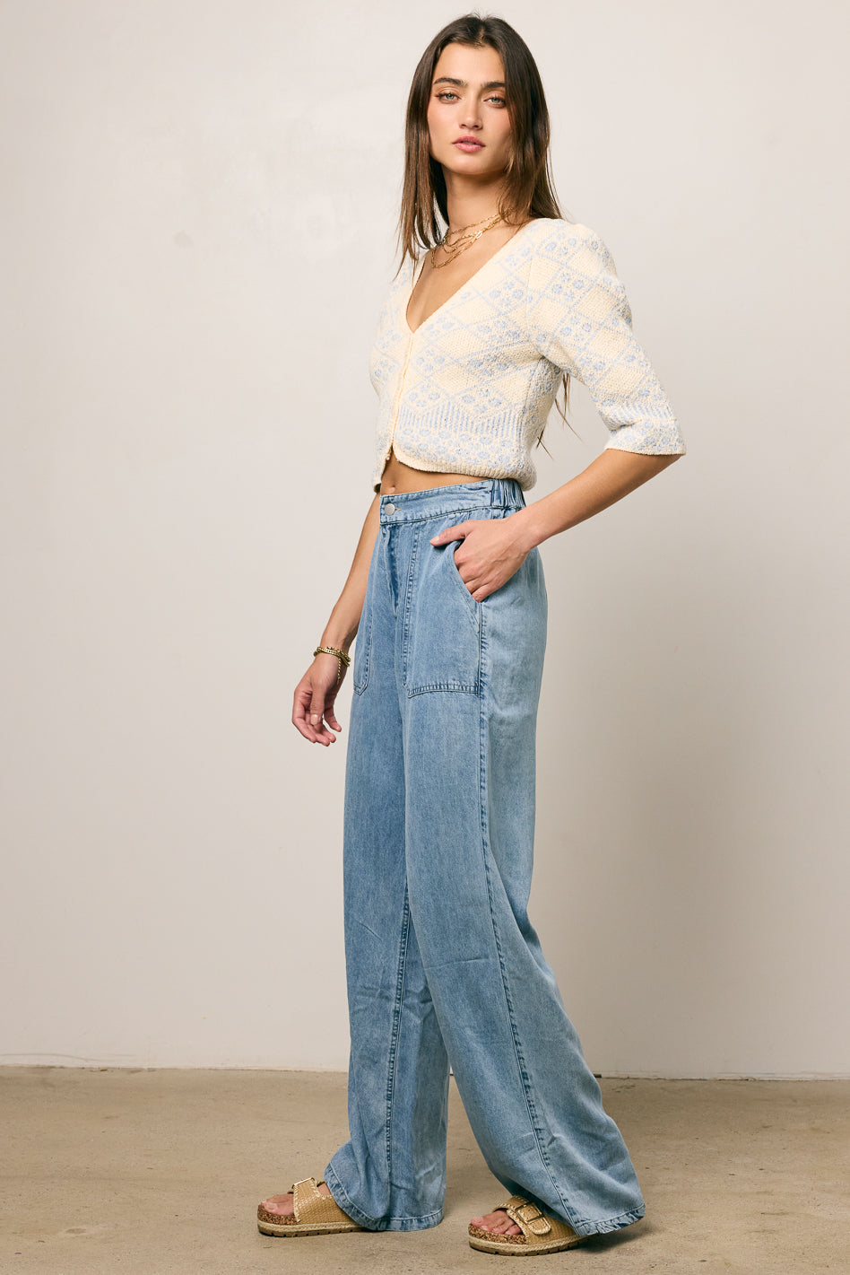 Reece Wide Leg Pants in Blue