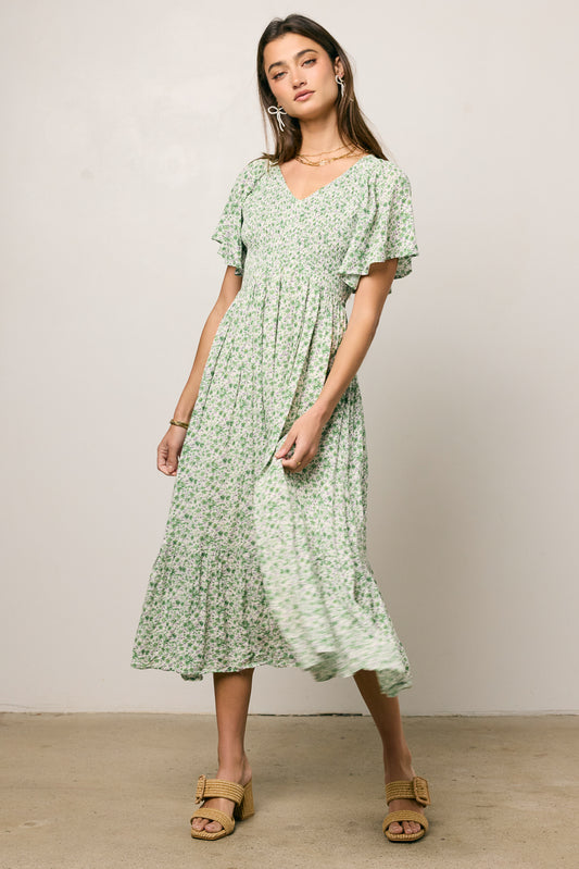 V NECK FLORAL PRINT DRESS