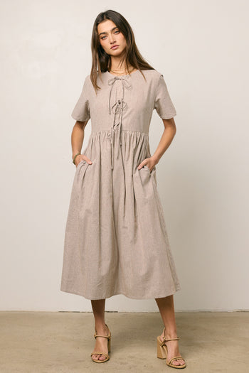 Narla Striped Midi Dress in Brown - FINAL SALE