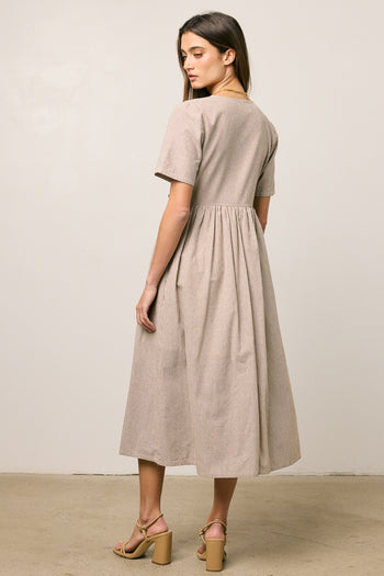 Narla Striped Midi Dress in Brown - FINAL SALE