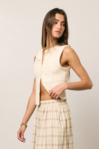 Griffin Knit Tank Top in Cream - FINAL SALE