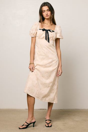 SHORT SLEEVE MIDI DRESS IN CREAM