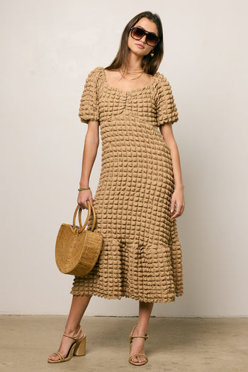 Miley Bubble Texture Dress in Tan - FINAL SALE