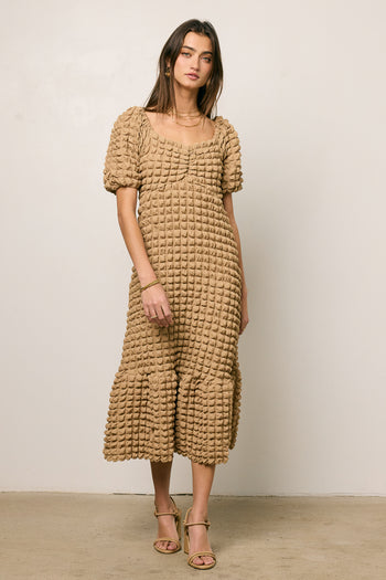 Miley Bubble Texture Dress in Tan - FINAL SALE