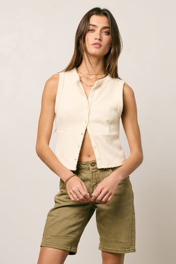Griffin Knit Tank Top in Cream - FINAL SALE