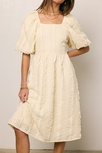 CREAM TEXTURED MIDI DRESS