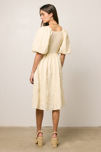 PUFF SLEEVE MIDI DRESS