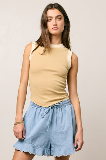 Lilah Reverse Seam Tank in Taupe - FINAL SALE