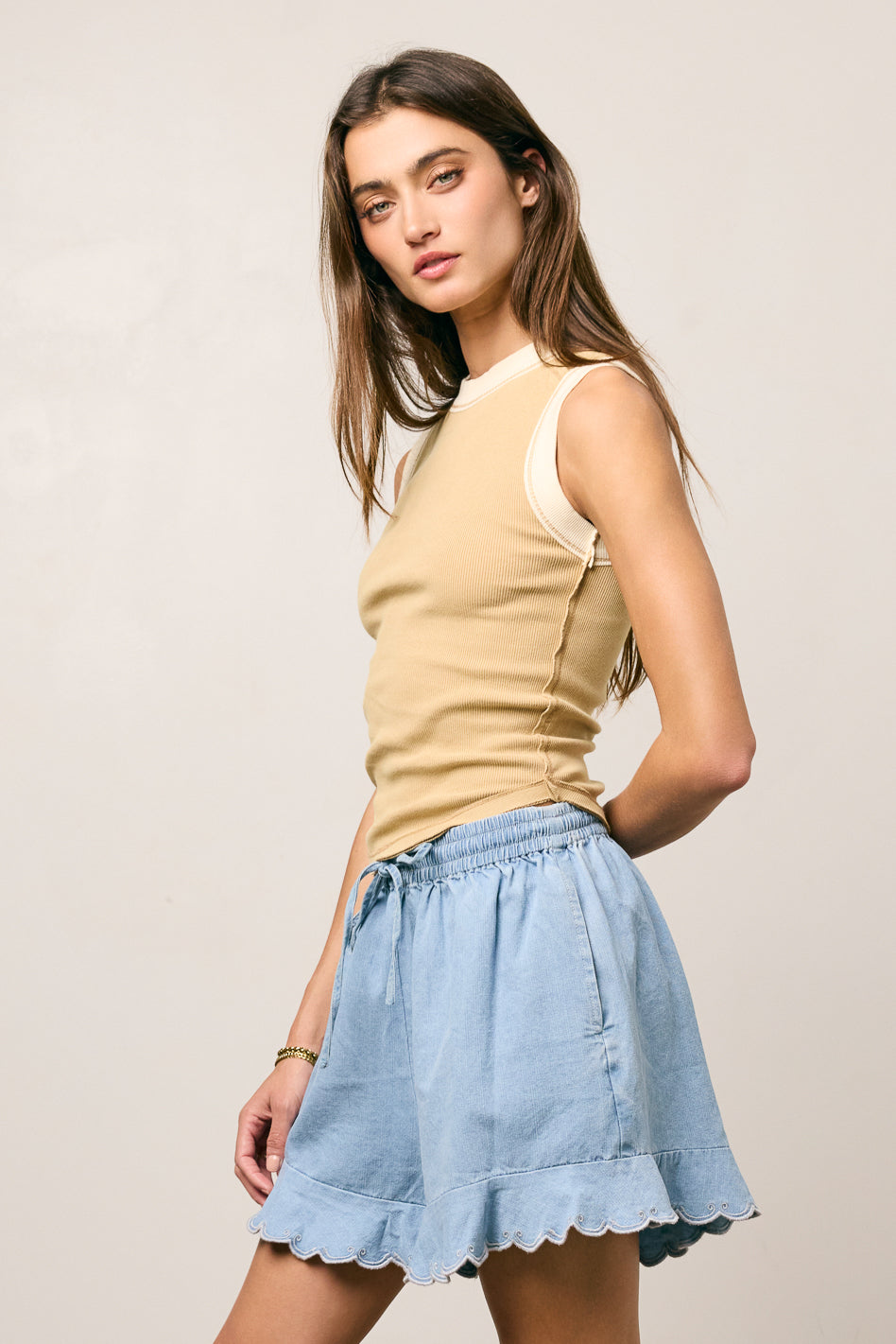 Lilah Reverse Seam Tank in Taupe - FINAL SALE