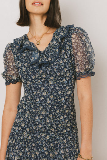floral dress with short sleeves