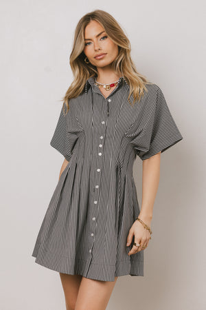 grey button up dress Grey Button Pleated Mini Dress