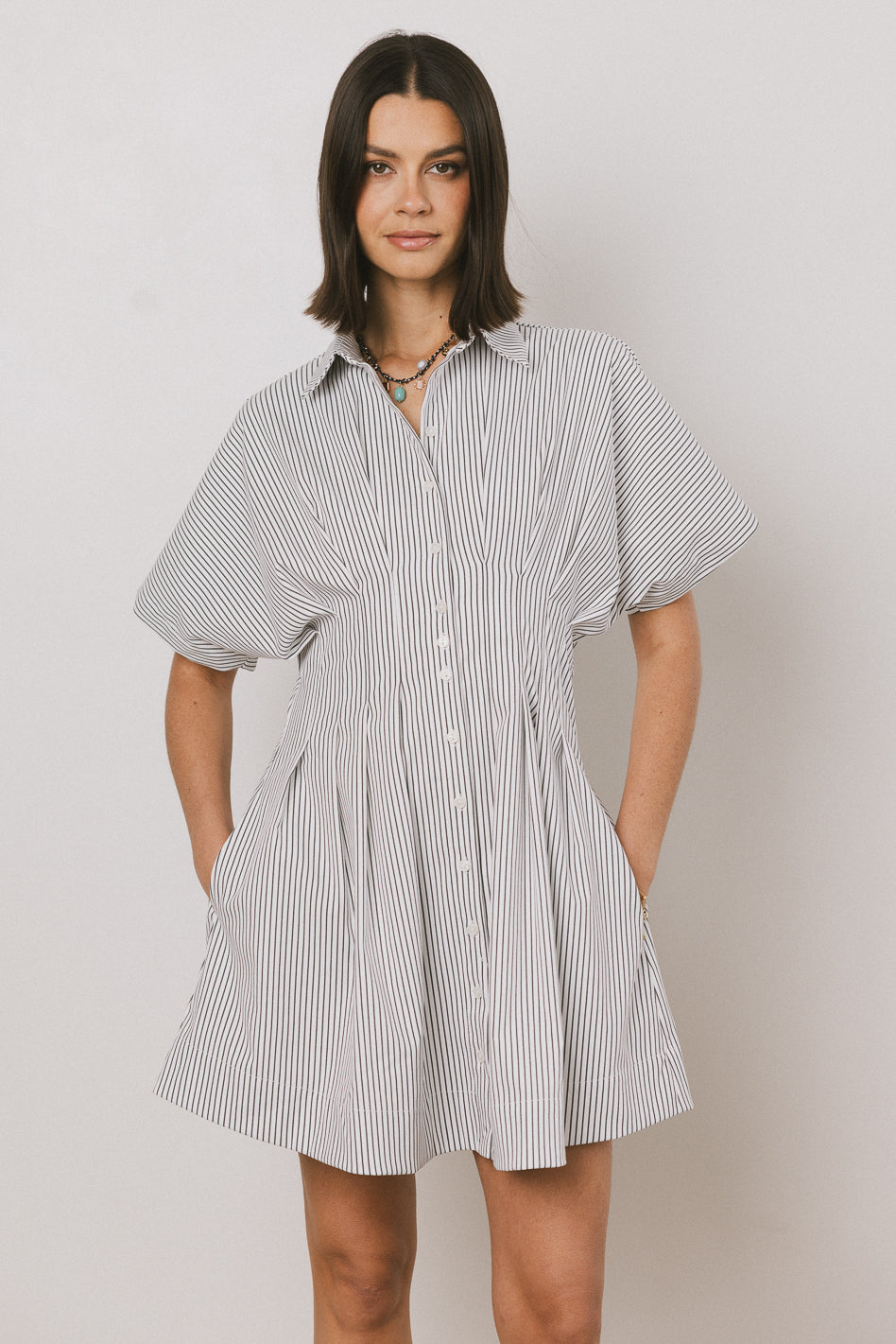 black and white striped top