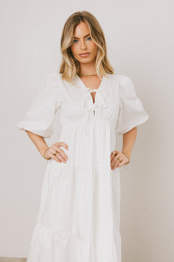 TIERED MIDI DRESS IN CREAM