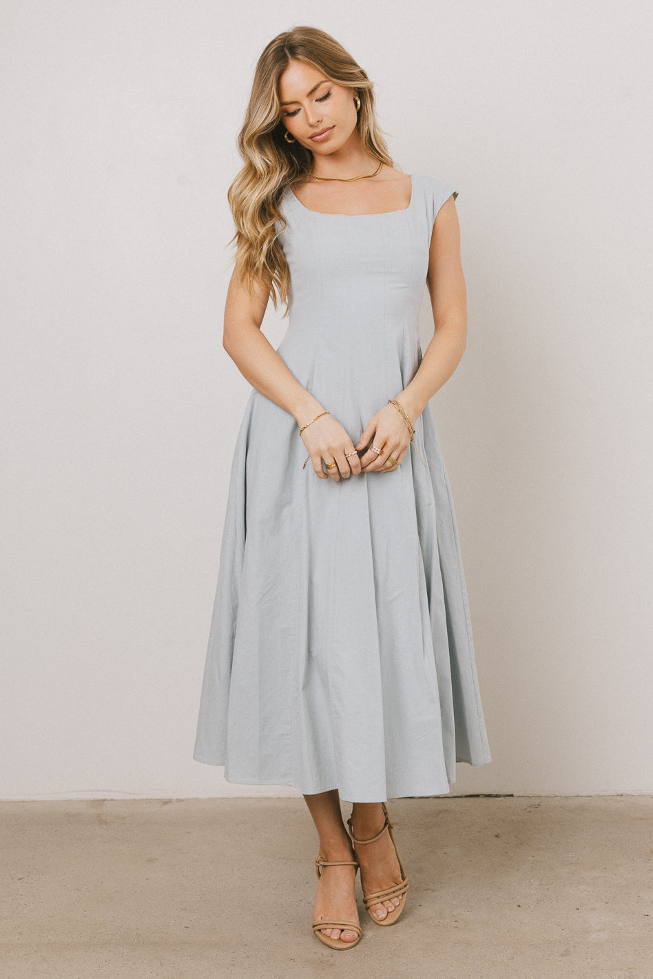 Colin Midi Dress in Slate Blue Colin Midi Dress in Slate Blue