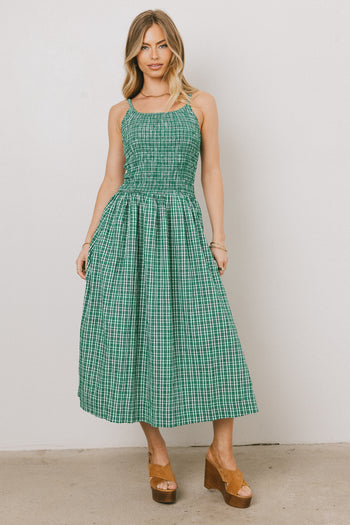 green plaid dress