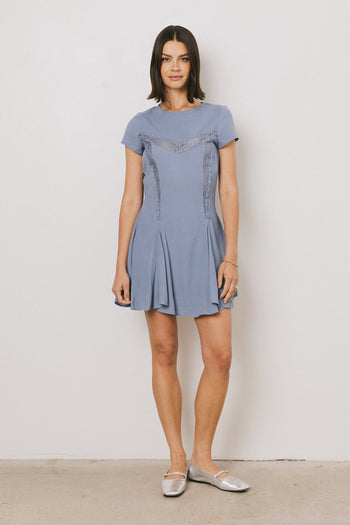 Erin Cap Sleeve Mini Dress in Blue - FINAL SALE