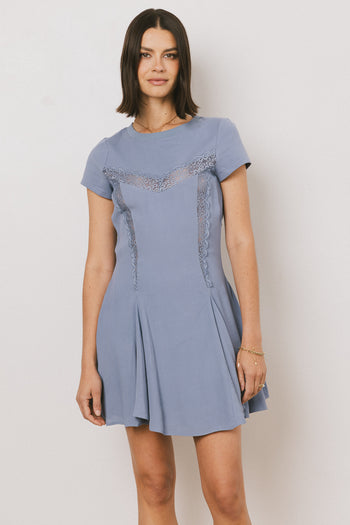 Erin Cap Sleeve Mini Dress in Blue - FINAL SALE