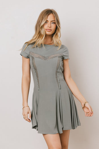 Erin Cap Sleeve Mini Dress in Sage - FINAL SALE