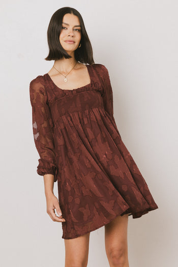 SMOCKED MINI DRESS IN RED