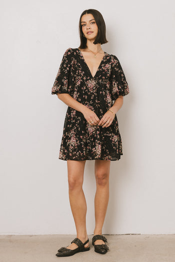 black floral mini dress 