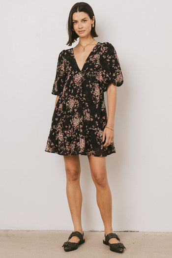 short sleeve black mini dress 