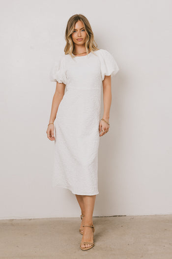 Henry Textured Midi Dress in White - FINAL SALE