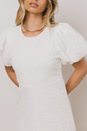 Henry Textured Midi Dress in White - FINAL SALE